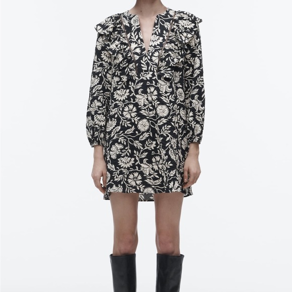 Zara- Ruffled print dress - Picture 1 of 8